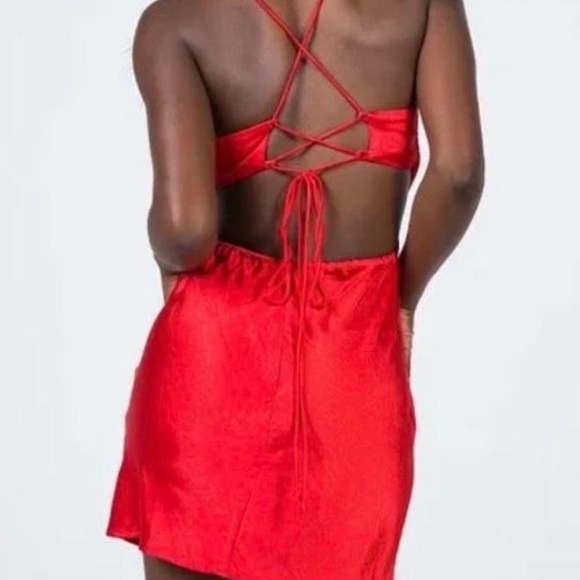 Princess Polly Red Satin Dress - Picture 2 of 4